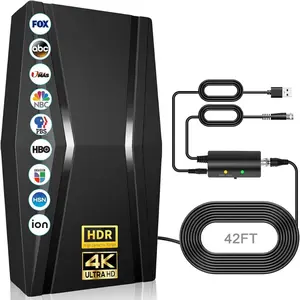 2200+ Miles Range TV Antenna, Strongest Digital TV Antenna Indoor with Amplifier Signal Booster, Long Range HDTV Antenna for Smart TV and Old TVs for Local Channels-42ft Coax Cable-Support 8K 4K 1080p