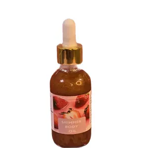 Pink Strawberry Natural Shimmer Body Oil - Luxurious Moisturizing Face & Body Oil for Dry or Normal Skin - Massage Oil hydrating Luxury Anti-Aging
