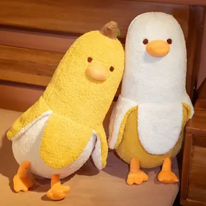 Adorable Banana Duck Soft Stuffed Animal, Cute White Plushie Toy with Lovely Tail for Kids & Adults, Squishy Hugging Pillow for Home Decoration, Creative Cuddly Gift & Fun Party Ornaments, #summervibes