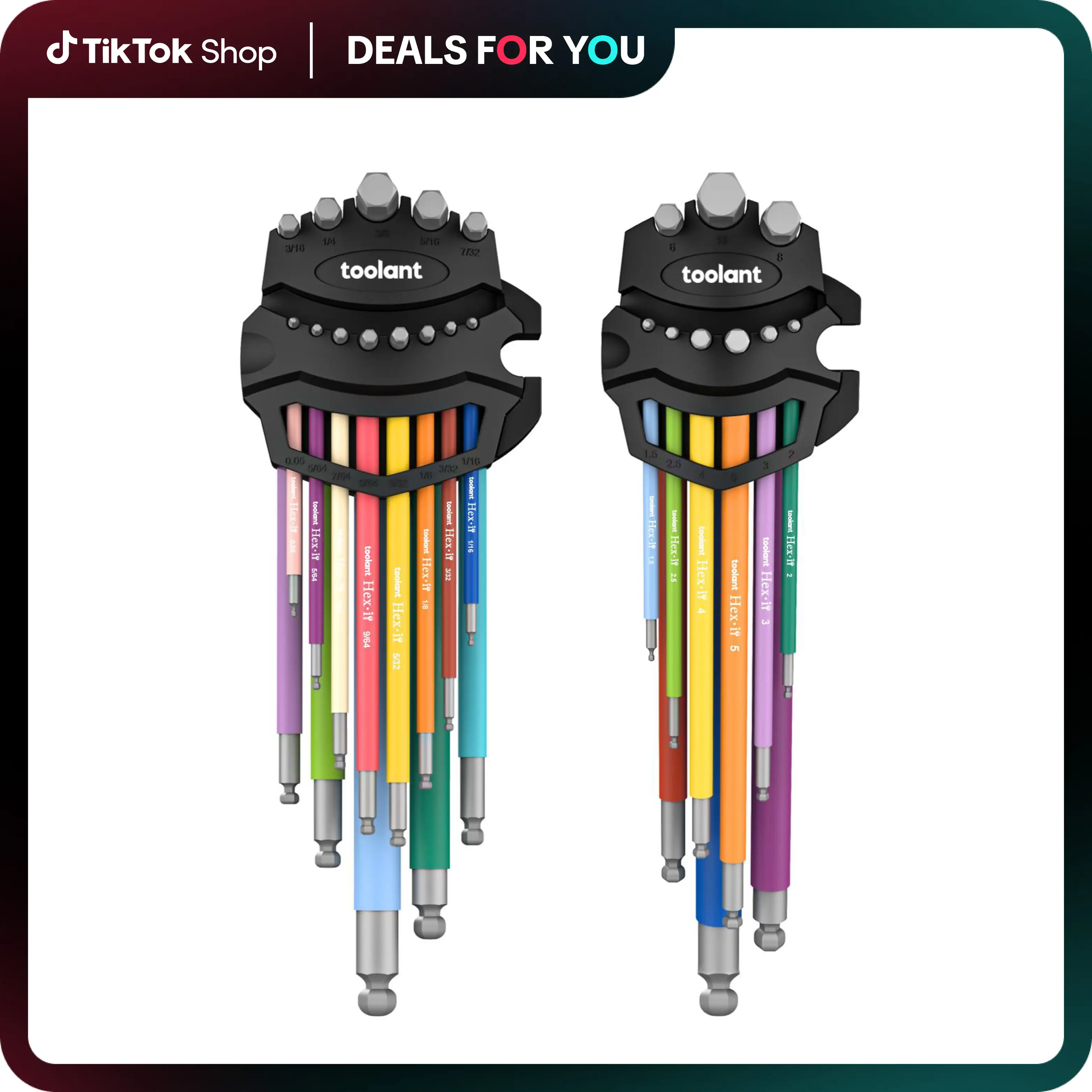 toolant Allen Wrenches Sets 22pcs(Metric&SAE), Extra Long Arm Allen Key Set with Ball End, Unique Patented Design for Magnetizing and Demagnetizing