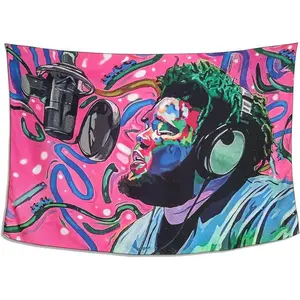 Tapestry Rod Rapper Wave Singer Tapestry Home Decor wall tapestry poster for college dorm cave bedroom living room office party decoration gift
