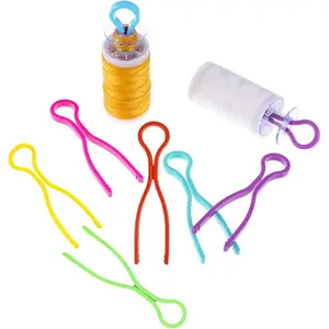 50 count Sewing Bobbin Thread Holders,Sewing Thread and Bobbin Organizer Holder Accessories and Supplies for Craft Embroidery Plastic Thread Clamps Spools Organizers,Colorful Ramdon 6,