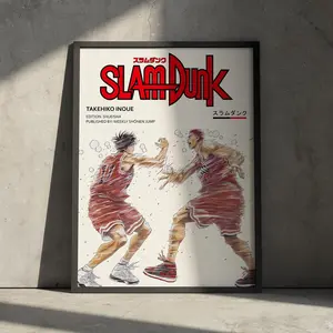 Slam Dunk Anime Poster Print, Sakuragi Rukawa Manga Artwork for Anime Fan, Birthday Gift Minimalist Vintage Aesthetic for Anime Fan