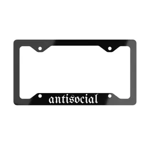 Antisocial Funny License Plate Frame for Car  | Introvert Humor Car Tag, Cool Auto Accessories, Unique Gift Idea for Friends, Men Women, Aesthetic Car Decor, Trendy Funny Plate Frame