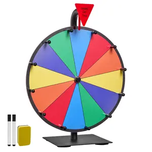VEVOR 12 in Spinning Prize Wheel, 12 Slots Spinning Wheel with Stand, Tabletop Win Fortune Roulette with a Dry Erase and 2 Markers, 6 Colors, Easy Assembly, for Party Pub Trade Show Carnival Events