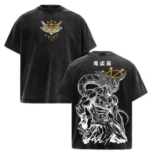 Mahoraga JJK Anime Graphic Tee, Vintage Washed Oversized Dark Anime Streetwear T-Shirt, Soft Cotton Unisex Apparel, Gift for Jujutsu Kaisen Fans white fuck teen Pattern ITJ