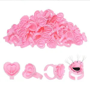 200PCS Adjustable Glue Rings Disposable Ink Cups For Eyelash Extension Tattoo Microblading Nail Art Pigment Application