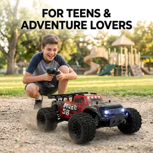 2 Shells RC Off-Road Truck, 2.4GHz High Speed Remote Control Car, 4WD All Terrain Monster Truck with LED Headlights, Off-Road Hobby Toy for Kids & Adults, Perfect Gift