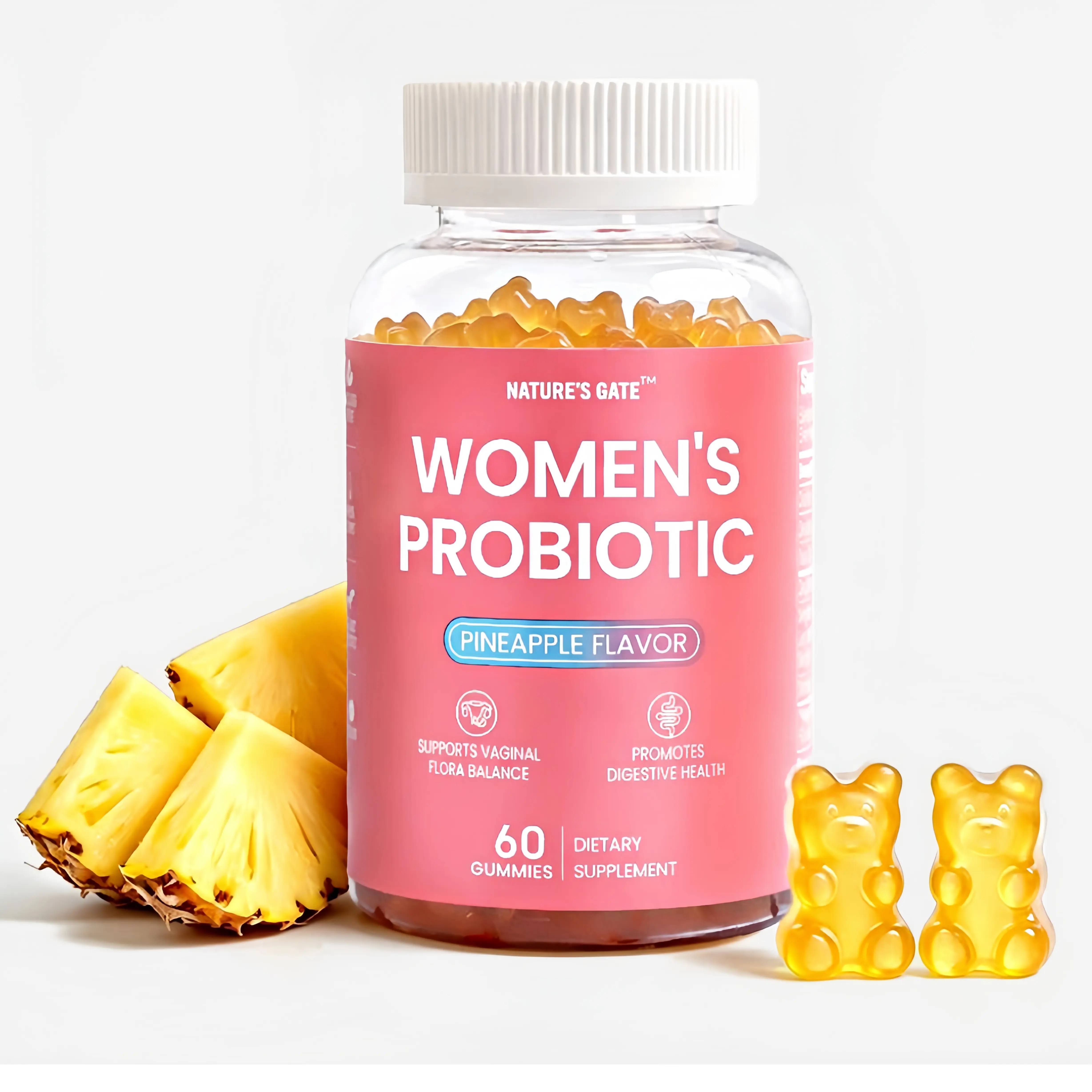 Nature's Gate Women's Probiotics with Prebiotics - 4-in-1 Daily Vegetarian Capsules, Supports Healthy Feminine pH Balance, Feminine & Digestive Wellness, Flora Balance, Bloating & Gas Relief - Non-GMO, 60 Count Nutrition Supplement