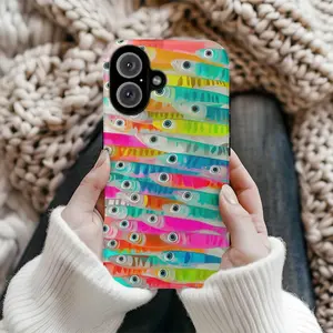 Colorful Sardine Phone Case, Italian Summer Fishes Cover, Coastal Phone Case for iPhone 17 16 15 14 13 12 11, Samsung S25-S21, Preppy Aesthetic Girly, Ocean Lover Gifts for Her Girlfriend Women Phone Case