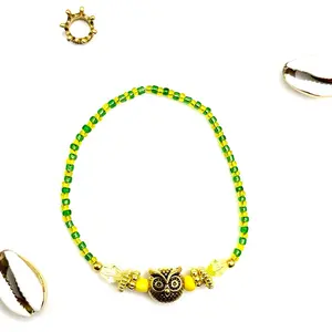 Mano de Orula con camino de Oshun-Handcrafted Stretchy Bracelet with Colorful Beads & Glass Charms para Los Hijos de Yalorde