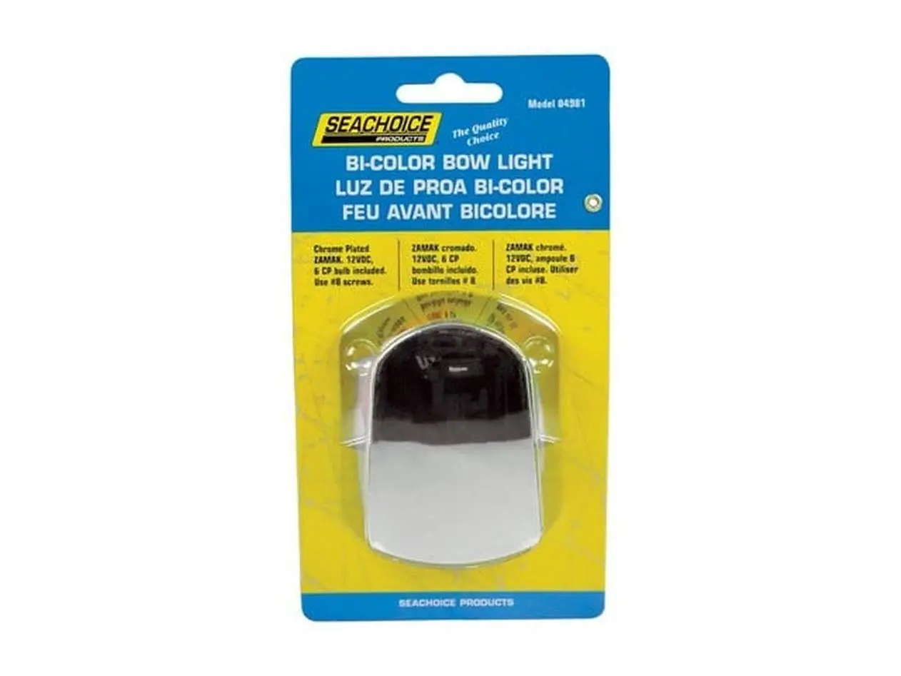 Seachoice 04981 Bi-Color Bow Light, 1 mi Visibility, 6cp Lamp, 2-3/4"l x 2-1/2" Base, for Sail or Power Boats, Meets ABYC Standard A-16, 1 Mile Visibility, Sail Or Power Boats Under 12 Meters