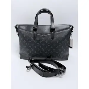 Pre-owned Louis Vuitton Canvas Messenger Bags Monogram Eclipse Explorer Briefcase Black Grey laptop Handbag Business Bag SH364LV