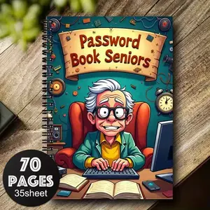 Senior-Friendly Notebook with Cartoon Spiral Design, Ideal for Recording Internet Login Info, Suitable for Home or Office Use, Travel Diary Notebook