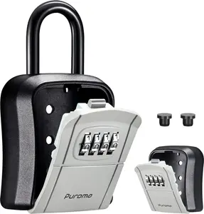 Puroma Key Lock Box, Portable Combination Lockbox WallMounted Key Storage Box for House Keys, Resettable Code Safe Security Lock Box for Home, Office, Apartment Spare Key Storage ( Pack, Gray)