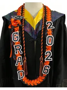 2026 Graduation Handmade Braided Lei, Graduation Scarf, Multiple Colors, Honor Cord, Double Ribbon, Grad Cap Charm, Ceremony Party Gift