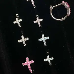 Micro-Inlaid Zircon Crossdesign Ear Buckles - Layered Light Luxury High-End Ear Bone Rings, Minimalist Edge Buckle Artificial Gemstone Earrings for Fashion Enthusiasts, Crossdesign Earrings