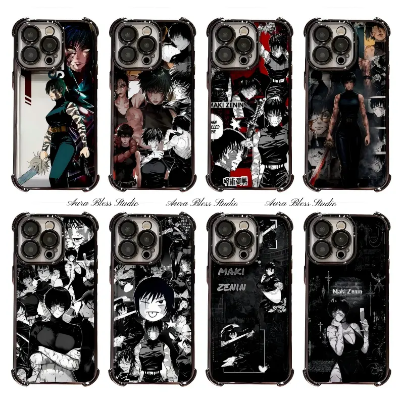 Hot Cool Anime JJK Jujutsu Kaisen Zenin Maki Phone Cases For iPhone 17 Promax Air 16 15 14 Pro Max Plus 13 12 11 Black Transparent Electroplate TPU Shockproof Protective Cover Gifts For Birthday Valentine Christmas Thanksgiving Halloween