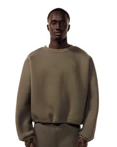 Mobius Double Layer Crewneck in Stone Olive