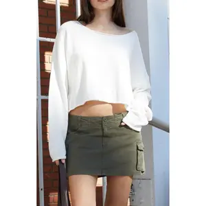 John Galt Women's White Cameron Cropped Sweater John Galt Women's White Cameron Cropped Sweater