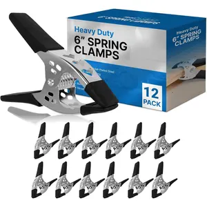 12 Pack - 6" inch Spring Clamp Large Super Heavy Duty Spring Metal Black - 3 inch Jaw opening