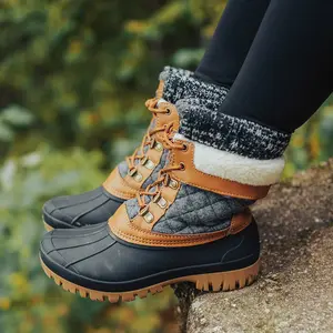 ALEADER Women's Fashion Outdoor Waterproof Snow Boots All-match Warm Plus Velvet Duck Boots