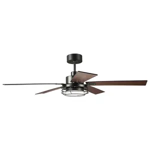 52 Inch Bernice DC Motor Industrial Downrod Ceiling Fan with LED Light and Remote Control