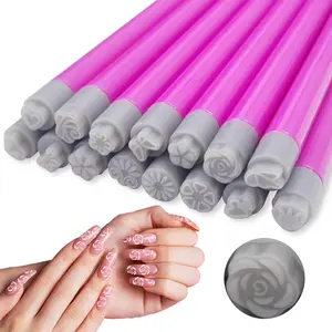 15 in 1 Nail Art Stamp Pen Kit, Includes Nail Stamper & Dotting Tools with Designs (Butterfly/Flower) for DIY Gel Polish Manicure, Complete Nail Art Set