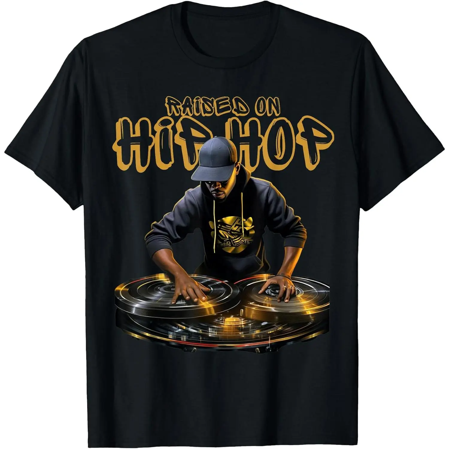 Unisex Hip Hop DJ 50th Anniversary Graphic T-Shirt, Classic Fit Long Sleeve Crew Neck in Heavyweight 220gsm Cotton Fabric