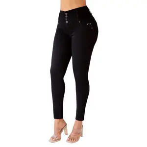 BUTT LIFTING WOMEN'S JEANS BLACK High Waist Skinny Fit TK497