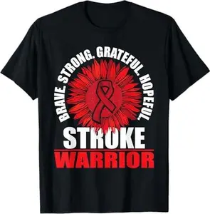 Stroke Warrior - Stroke Survivor Red Awareness Ribbon T-Shirt
