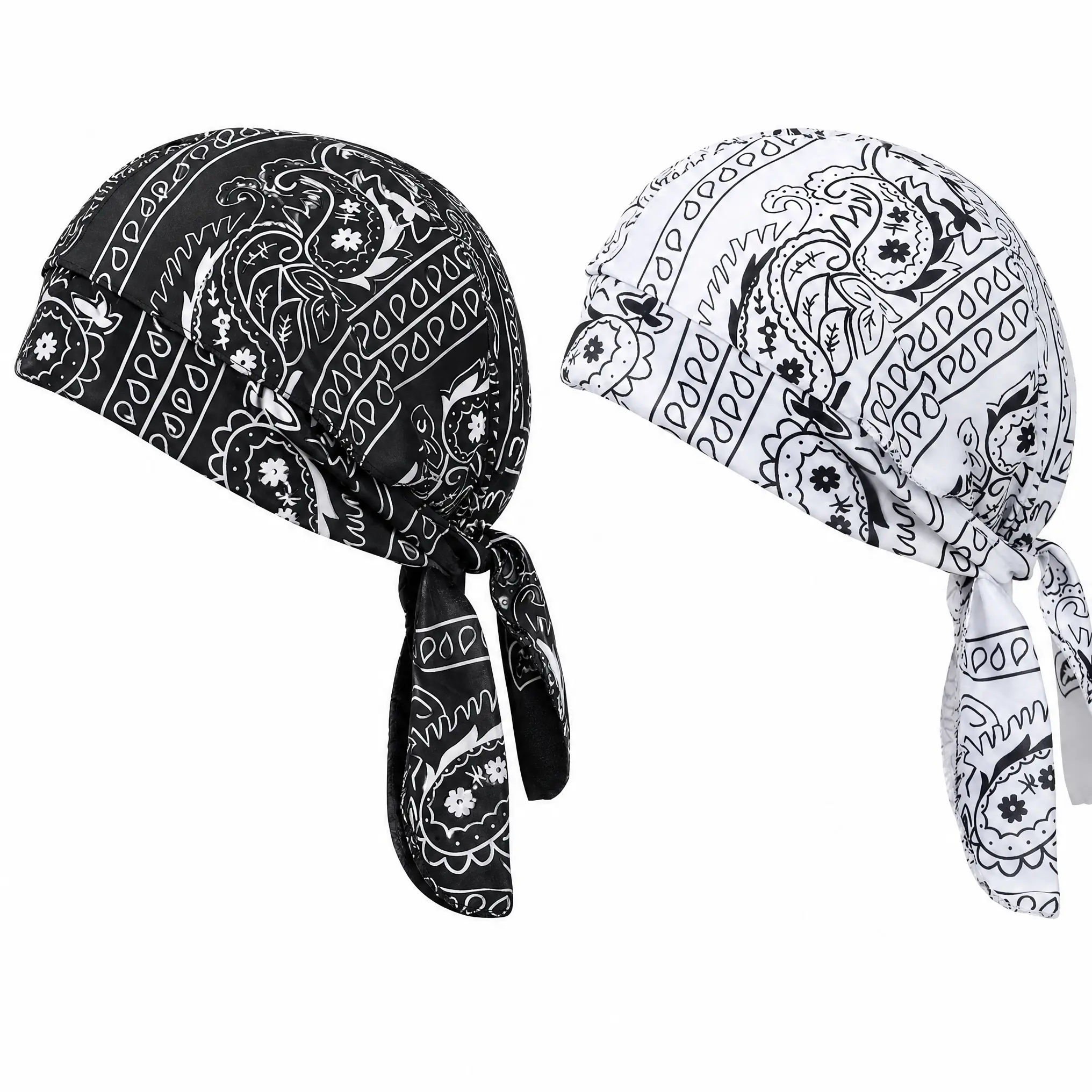 2‑Piece Pirate Headscarf Set, Breathable Motorcycle Bike Bandana‑Hat, Unisex Outdoor Accessory, Paisley Printed Design, Unique Adventure Headwear