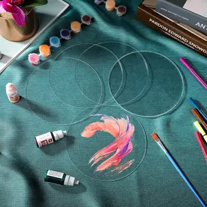 10 Pcs 6 Inch Acrylic Blanks Ornament Round Clear Acrylic Christmas Disc Circle Clear Christmas Ornaments Blank Plastic DIY Disc Circle Crafts