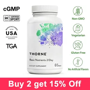 Thorne Basic Nutrients 2/Day Multivitamin - Vitamin d3 k2 Magnesium Zinc for Heart Brain Immune Skin Health, Methylated B Complex - Essential Aminos Healthy