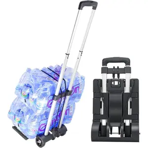 Folding Hand   Trolley,Small , Foldable Hand Cart Collapsible 2 Wheel Luggage Trolley  Expandable Large Chassis Foldable into Backpack