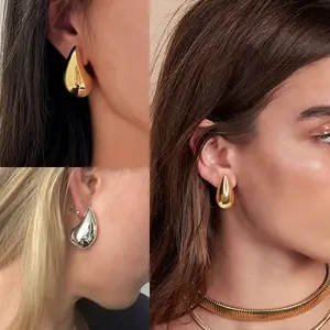 2 Pair Teardrop Earrings  for Women  Chunky Hoop Earring Dangle Water Drop Earring Set for Women Girls