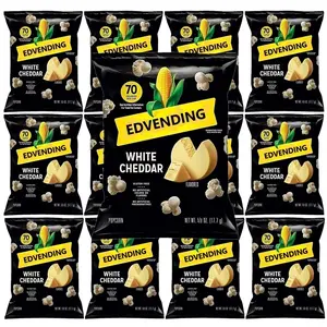 EDVENDING White Cheddar Popcorn 5/8 oz Bags Pack of 10 Gluten Free 100 Calories per Bag 14g Whole Grains per Serving Perfect for Pantry Lunches Parties