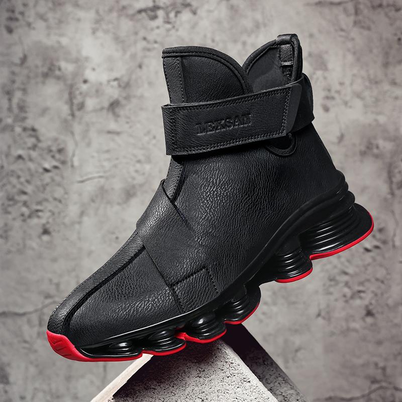 Men's Casual Boots Perforated Sole Sports Shoes Anti-Slip Running Shoes Adjustable Lacing Design All-Season Comfortable Shoe Style Training Athletic Black