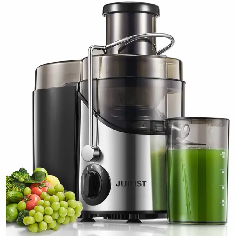 Juilist Masticating Juicer, 3-in Wide Mouth Kitchen Appliances, 800W Max Power 400W Motor, 3-Speed Setting for Vegetables and Fruits, Easy to Clean
