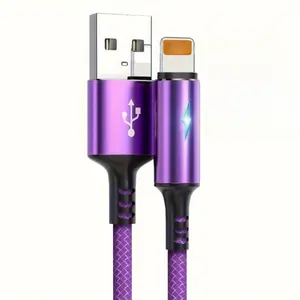 Nylon Braided Fast Charging Cable for Headphones, Cellphone & Smartphones, Durable Design for Daily Use, Lightning Line Compatible with iPhone iPad Android