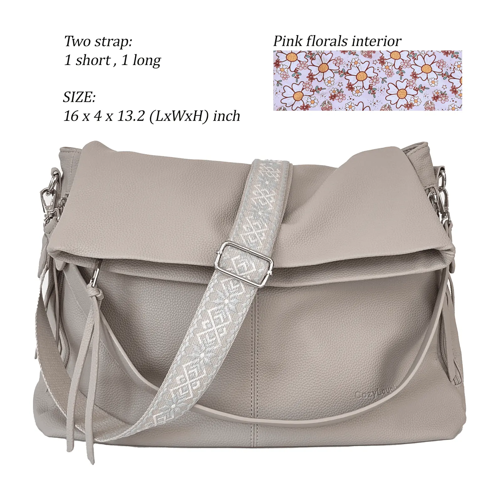 Large Size Taupe Pink Flower Lining 
