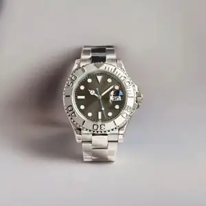 Hot selling gray dial one way rotatable bezel watch with metal band new watch