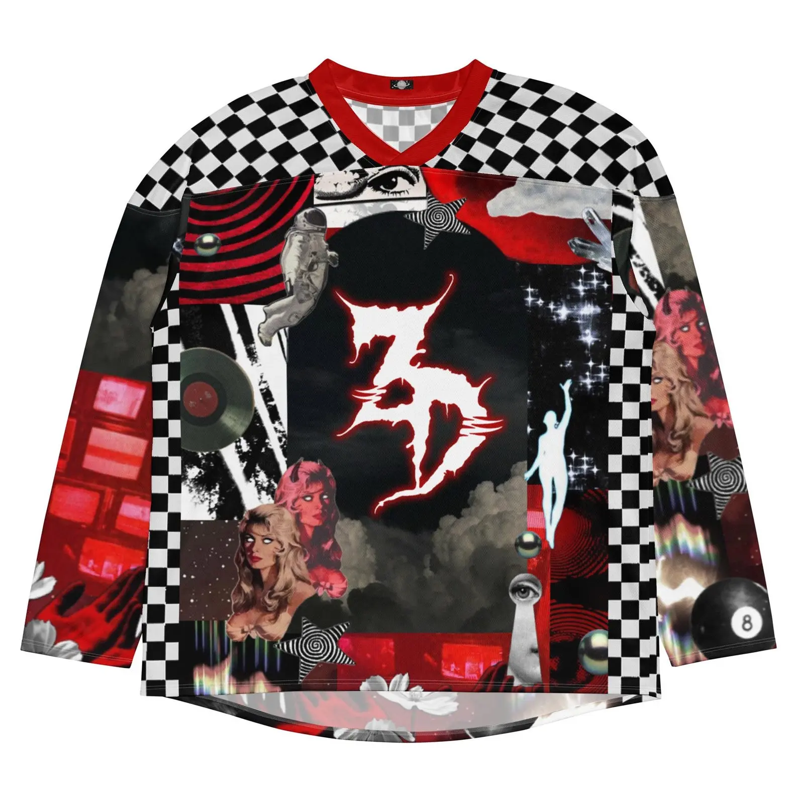 Zeds Dead Inspired Rave Jersey, Psychedelic Bass Music Outfit, Trippy Festival Fashion, Oversized Hockey Jersey for Ravers