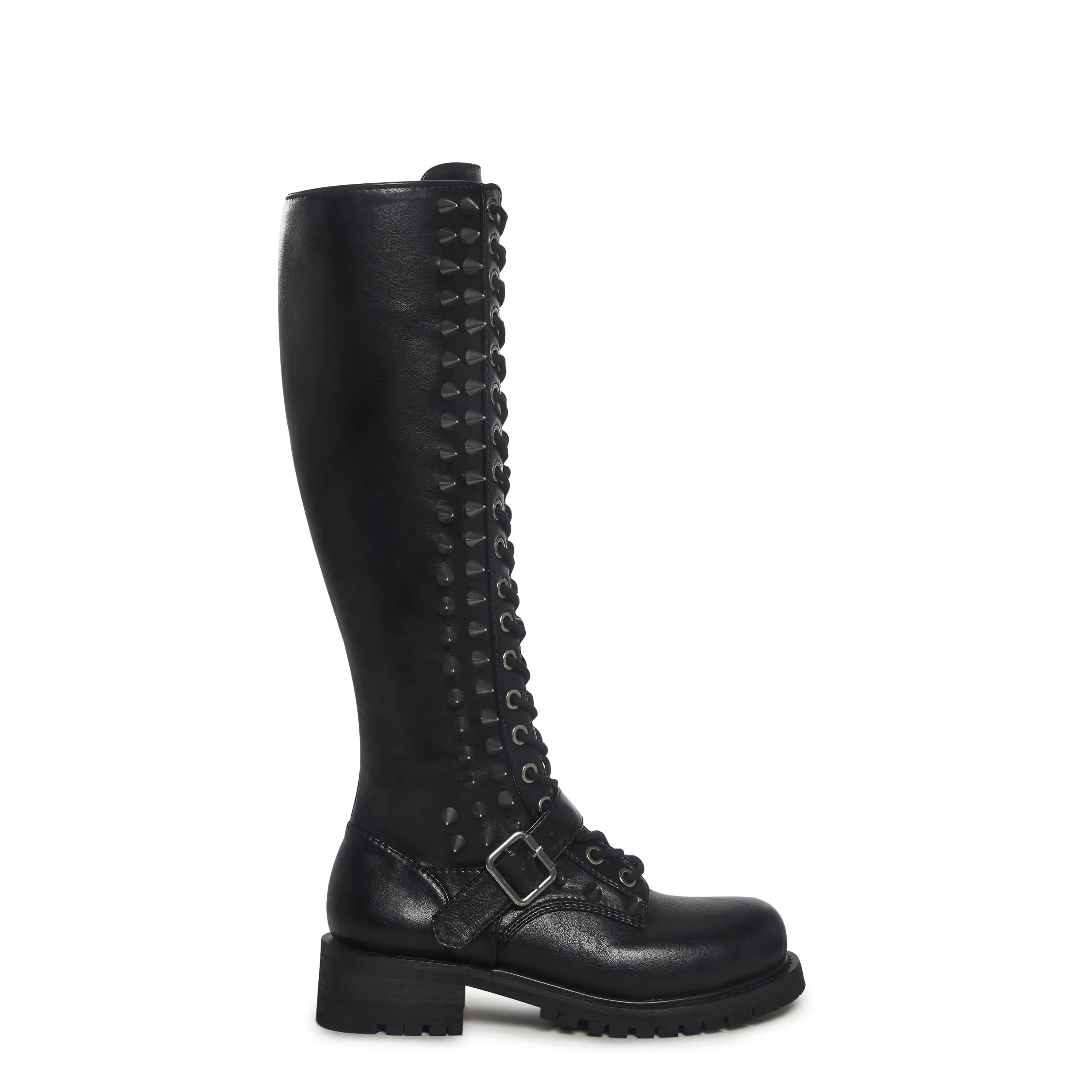 Spiked Knee High Lace Up Boots