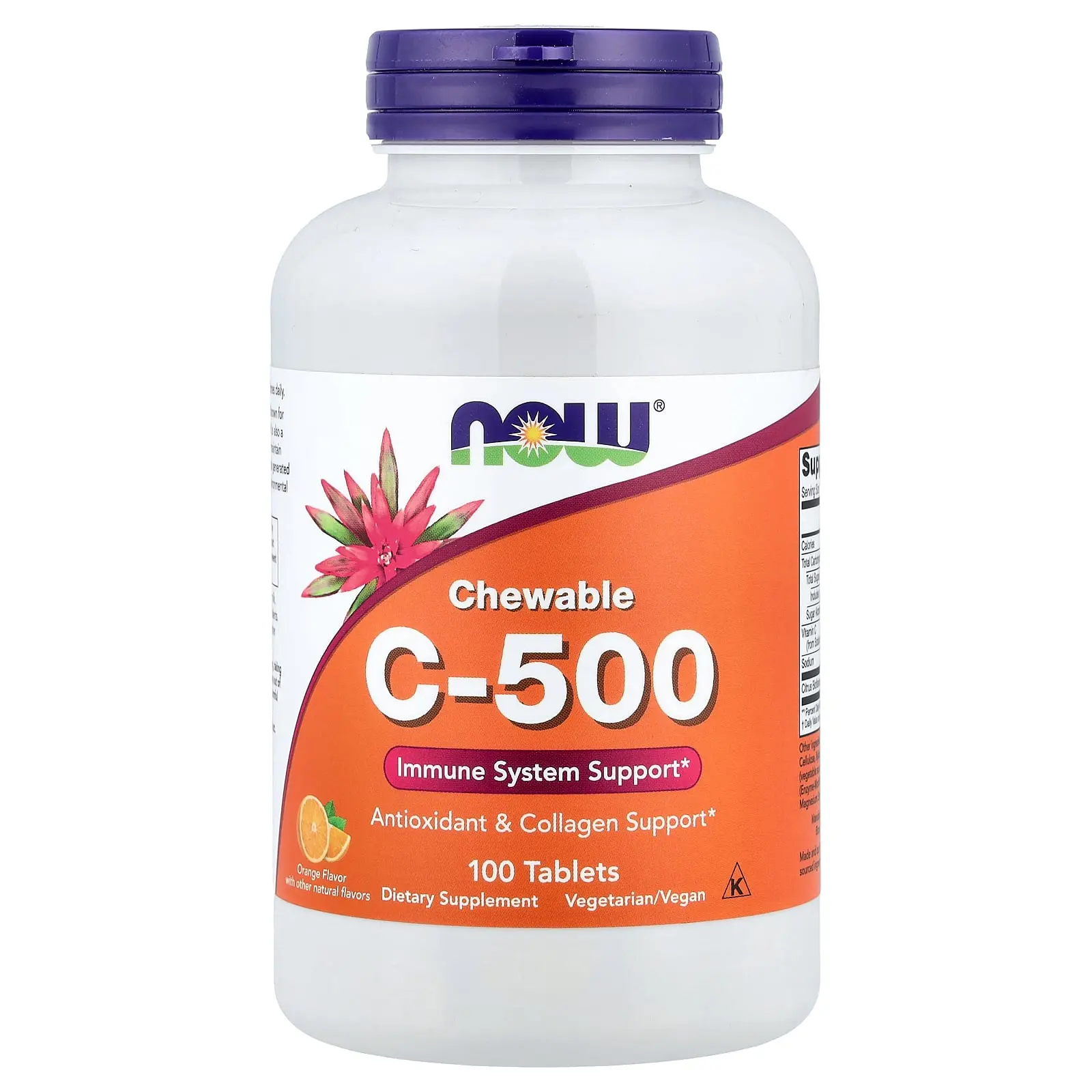 NOW Foods Chewable Vitamin C-500, Orange, 100 Tablets