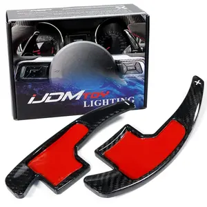 iJDMTOY Black Genuine Carbon Fiber Larger Paddle Shifter Extensions For 2015-2021 Ford Mustang Automatic Transmission