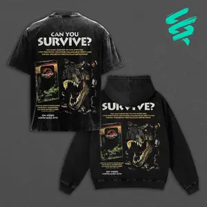 Jurassic Park T-Rex Vintage Washed T-Shirt/Hoodie Distressed | The Lost World Movie Poster Graphic Tee Oversized Streetwear | 90s Film Merch Gift for Dinosaur Lovers Men Women Aesthetic - Must-Have!