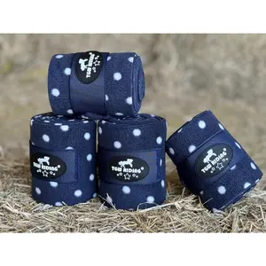Equine Fleece Polo Wraps (Set of 4) - Horse Leg Bandages (Navy Blue)