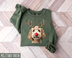 [SALE UP TO 45%] Christmas Goldendoodle Sweatshirt, Christmas Dog Sweatshirt, Dog Lover Gift, Holiday Sweater, Doodle Mom Sweatshirt