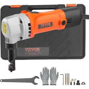VEVOR Sheet Metal Nibbler, 550W, 2200 RPM Speed, 360 Degree Rotation Electric Nibbler Metal Cutter, Lightweight, Straight Curve and Circle Cutting for Stainless Steel, Aluminum, Plastic, Wood Board